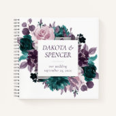 ムーディボーホ |ナスとティール（緑がかった色）フォトゲストブック ノートブック (正面)