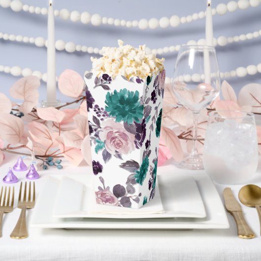 ムーディボーホ |ナス紫とティール（緑がかった色）柄 フェイバーボックス (ウェディング)