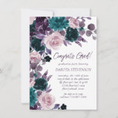 ムーディボーホ |ナス・パープルとティール（緑がかった色）卒業 招待状 (正面)