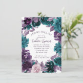 ムーディボーホ |ナス・パープルとティール(緑がかった色)記念日 招待状 (スタンド正面)