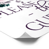 ムーディボーホ |ナス・パープルティール(緑がかった色)ゲストブックサイン ポスター (角)