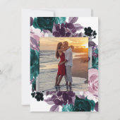 ムーディボーホ |ナス・パープル・フローラ・モノグラム写真 招待状 (裏面)