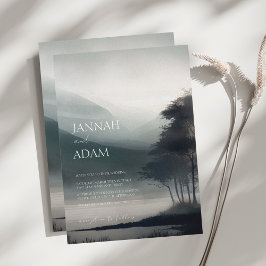 ムーディマウンテンダークエステティックウッドランド結婚ズ 招待状