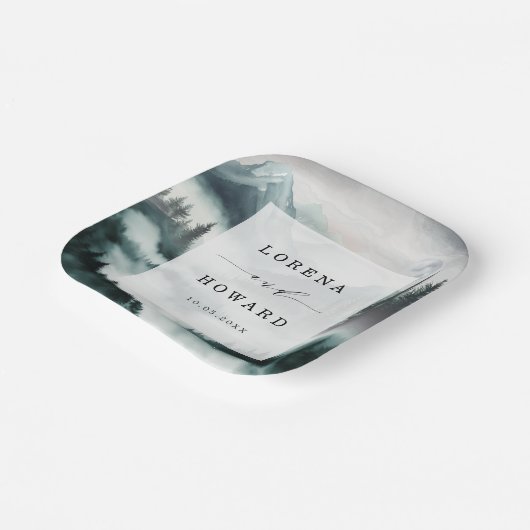 ムーディマウンテンムーンライトパイン結婚フォレス ペーパープレート (傾斜あり)