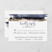 ムーディミッドナイトウェディングRSVPカード 出欠カード (正面/裏面)