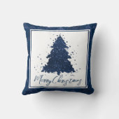 ムーディメリークリスマス |上品なダークネイビーブルーツリー クッション (裏面)