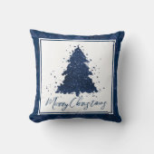 ムーディメリークリスマス |上品なダークネイビーブルーツリー クッション (正面)