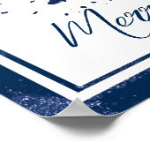 ムーディメリークリスマス |上品なダークネイビーブルーツリー ポスター (角)