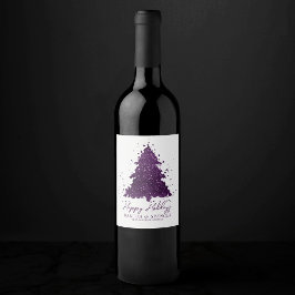 ムーディメリークリスマス |深いプラムパープルカスタム ワインラベル
