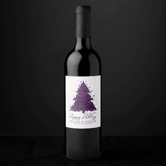 ムーディメリークリスマス |深いプラムパープルカスタム ワインラベル