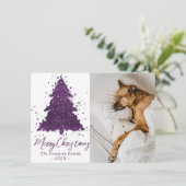 ムーディメリークリスマス |深いプラムパープル写真 シーズンカード (スタンド正面)