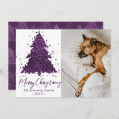 ムーディメリークリスマス |深いプラムパープル写真 シーズンカード (正面/裏面)