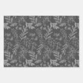 ムーディモダンブ伝統的ブラック&ホワイトのクリスマス ラッピングペーパーシート (正面3)