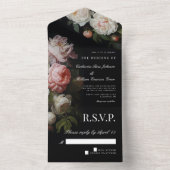 ムーディモダンーオランダ牡丹とバラフローラ結婚ズ オールインワン招待状 (内側)