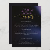 ムーディモダンーパープルフローラのエンク結婚ロージャカード 招待状 (正面/裏面)