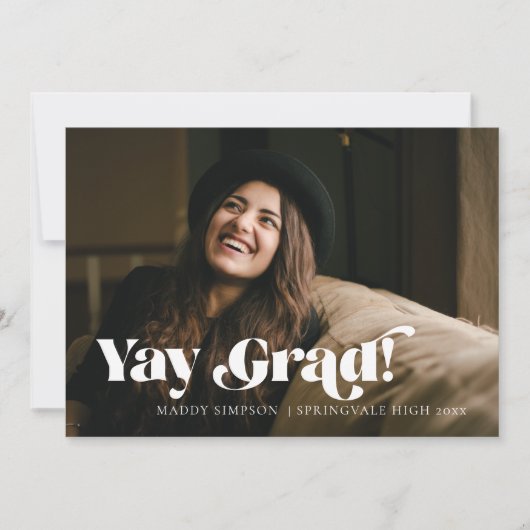 ムーディモダンーミニマル写真卒業 案内状 (正面)