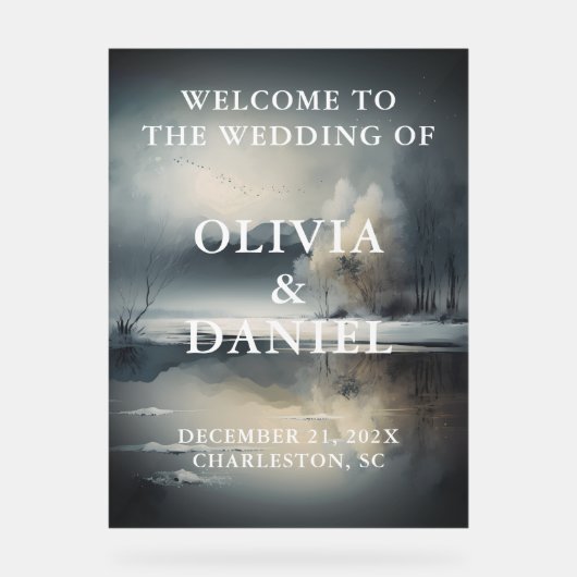 ムーディモダンー冬の結婚式へようこそ アクリルサイン (正面)