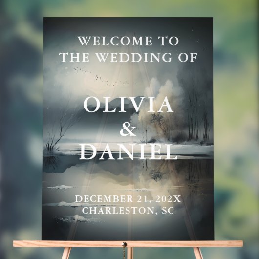 ムーディモダンー冬の結婚式へようこそ アクリルサイン (ニュートラル)