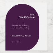 ムーディモダンー暗いジオメト無地のリ紫結婚の ワインラベル (シングルラベル)