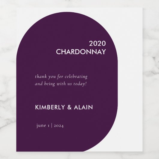 ムーディモダンー暗いジオメト無地のリ紫結婚の ワインラベル (シングルラベル)