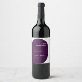 ムーディモダンー暗いジオメト無地のリ紫結婚の ワインラベル (正面)