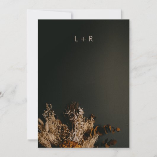 ムーディモダンー暗いボホ素朴フローラ結婚の 招待状 (裏面)