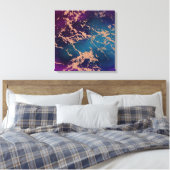 ムーディラグジュアリーマーブル |深いパープルとティール(緑がかった色)バラ金ゴールド キャンバスプリント (インサイチュ (寝室))