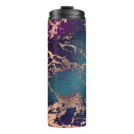ムーディラグジュアリーマーブル |深いパープルとティール（緑がかった色）バラ金ゴールド タンブラー