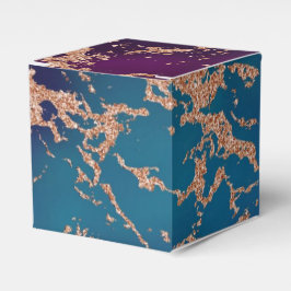 ムーディラグジュアリーマーブル |深いパープルとティール（緑がかった色）バラ金ゴールド フェイバーボックス