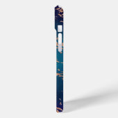 ムーディラグジュアリーマーブル |深いパープルとティール（緑がかった色）バラ金ゴールド Case-Mate iPhoneケース (裏面 / 左)