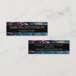 ムーディラグジュアリーマーブル |深いパープルとティール（緑がかった色）ブランディング スキニー名刺