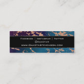 ムーディラグジュアリーマーブル |深いパープルとティール(緑がかった色)ブランディング スキニー名刺 (裏面)