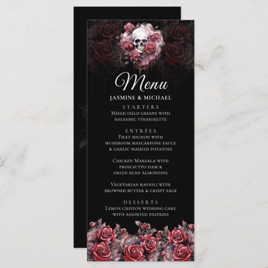 ムーディレッドフローラエレガントスカルゴシック結婚ズのメニュー メニュー (正面/裏面)