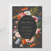 ムーディロマンチックなゴシックダークはっきりしたフローラ結婚ズ 招待状 (正面)