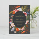 ムーディロマンチックなゴシックダークはっきりしたフローラ結婚ズ 招待状 (スタンド正面)