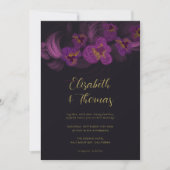 ムーディロマンティックパープルオーキンスダークフローラ結婚ズ 招待状 (正面)