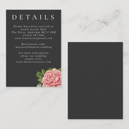 ムーディヴィンテージピンクピ結婚オニー詳細 エンクロージャーカード (正面/裏面)