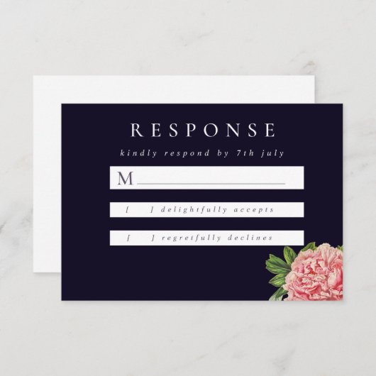 ムーディヴィンテージピンクピ結婚オニー 出欠カード (正面/裏面)