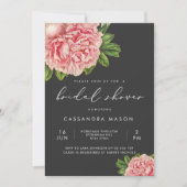 ムーディヴィンテージピンク牡丹ブライダルシャワー 招待状 (正面)