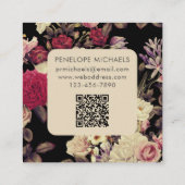 ムーディヴィンテージフローラルパターンブラック スクエア名刺 (裏面)