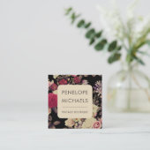 ムーディヴィンテージフローラルパターンブラック スクエア名刺 (スタンド正面)