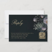 ムーディヴィンテージフローラ牡丹ロマンスQRコード結婚ズ 出欠カード (正面)