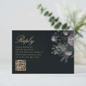 ムーディヴィンテージフローラ牡丹ロマンスQRコード結婚ズ 出欠カード (スタンド正面)