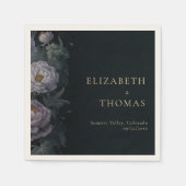 ムーディヴィンテージ薄紫牡丹フローラエレガントな結婚式 スタンダードカクテルナプキン (正面)