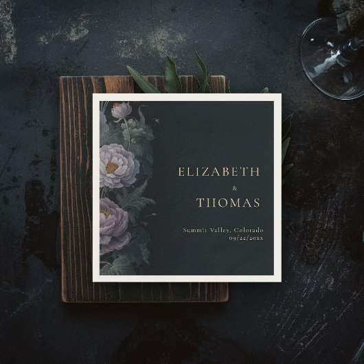 ムーディヴィンテージ薄紫牡丹フローラエレガントな結婚式 スタンダードカクテルナプキン