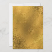 ムーディヴィンテージ金ゴールドマップスクリプトフォント結婚の 招待状 (裏面)