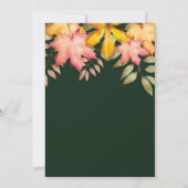 ムーディーなエメラルドグリーンの秋の落ち葉のウェディング 招待状 (裏面)