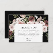 ムーディーなダスティーローズの花のブライダルシャワー サンキューカード (正面/裏面)