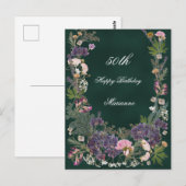 ムーディーなフォレストグリーンに咲く誕生日の花 ポストカード (正面/裏面)