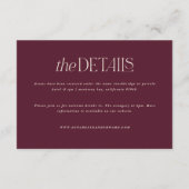 ムーディーなフラワーウェディングの詳細　バーガンディ＆ブラック エンクロージャーカード (裏面)